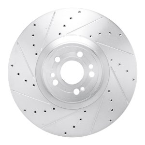 Mercedes-Benz GLE350 Brake Rotor (1) - Front Left - R1 Concepts - Drilled & Slotted - Silver - `20-`26